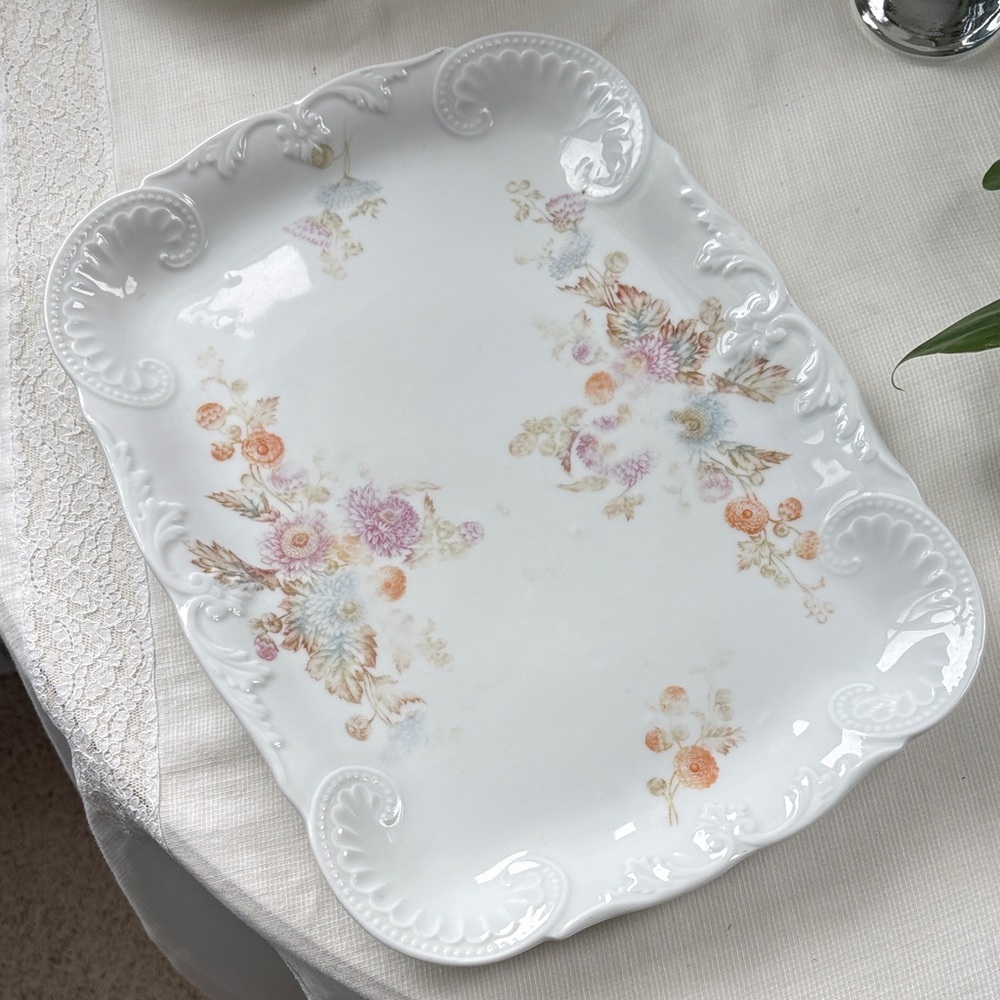 Perfume Tray vintage porcelain China hand painted. Very old antique piece.